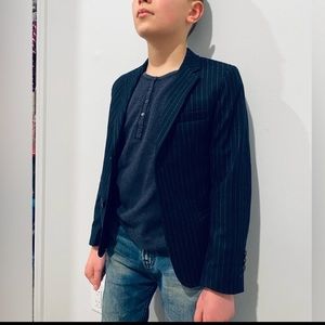 Dal Lago soft virgin wool boys black pin striped blazer jacket